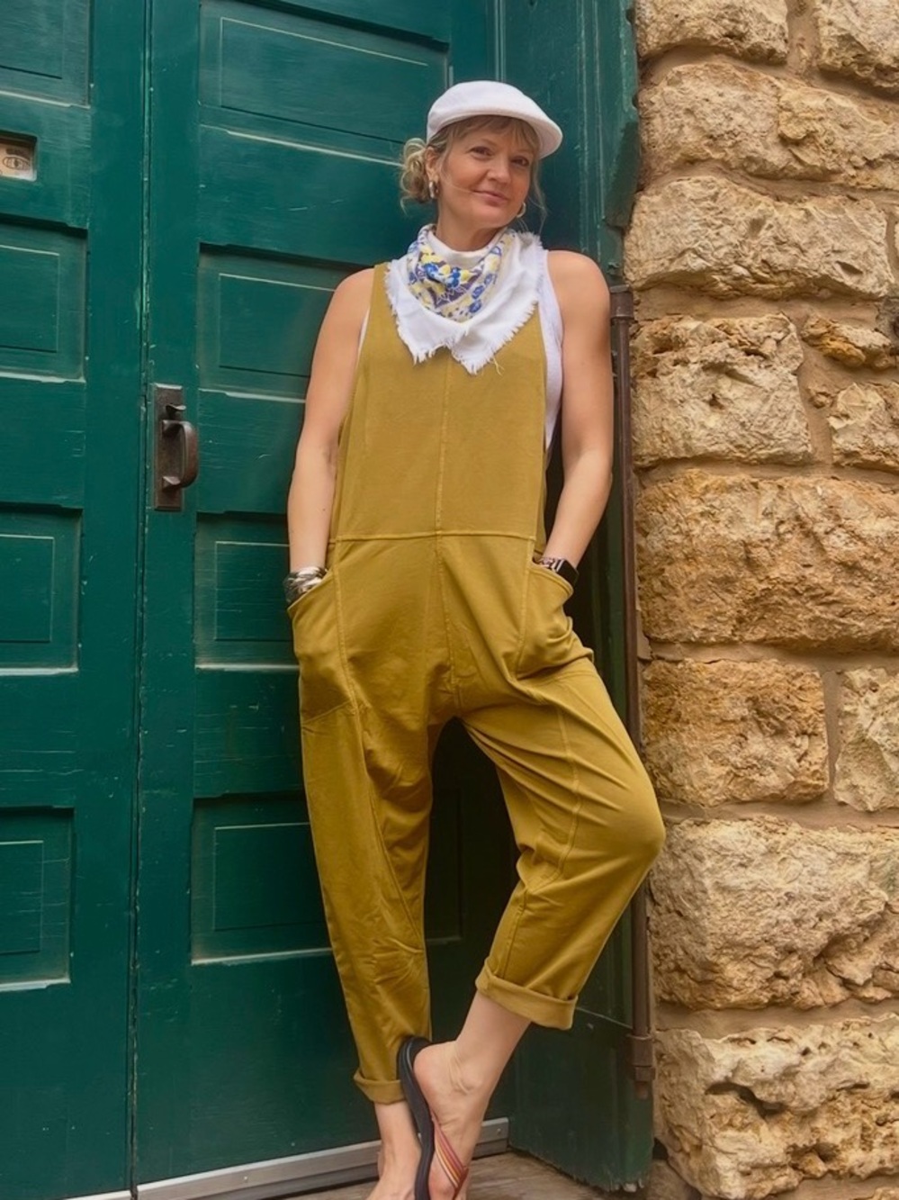 Prana Mindful Movement Olive Green Relaxed Jumpsuit Overalls